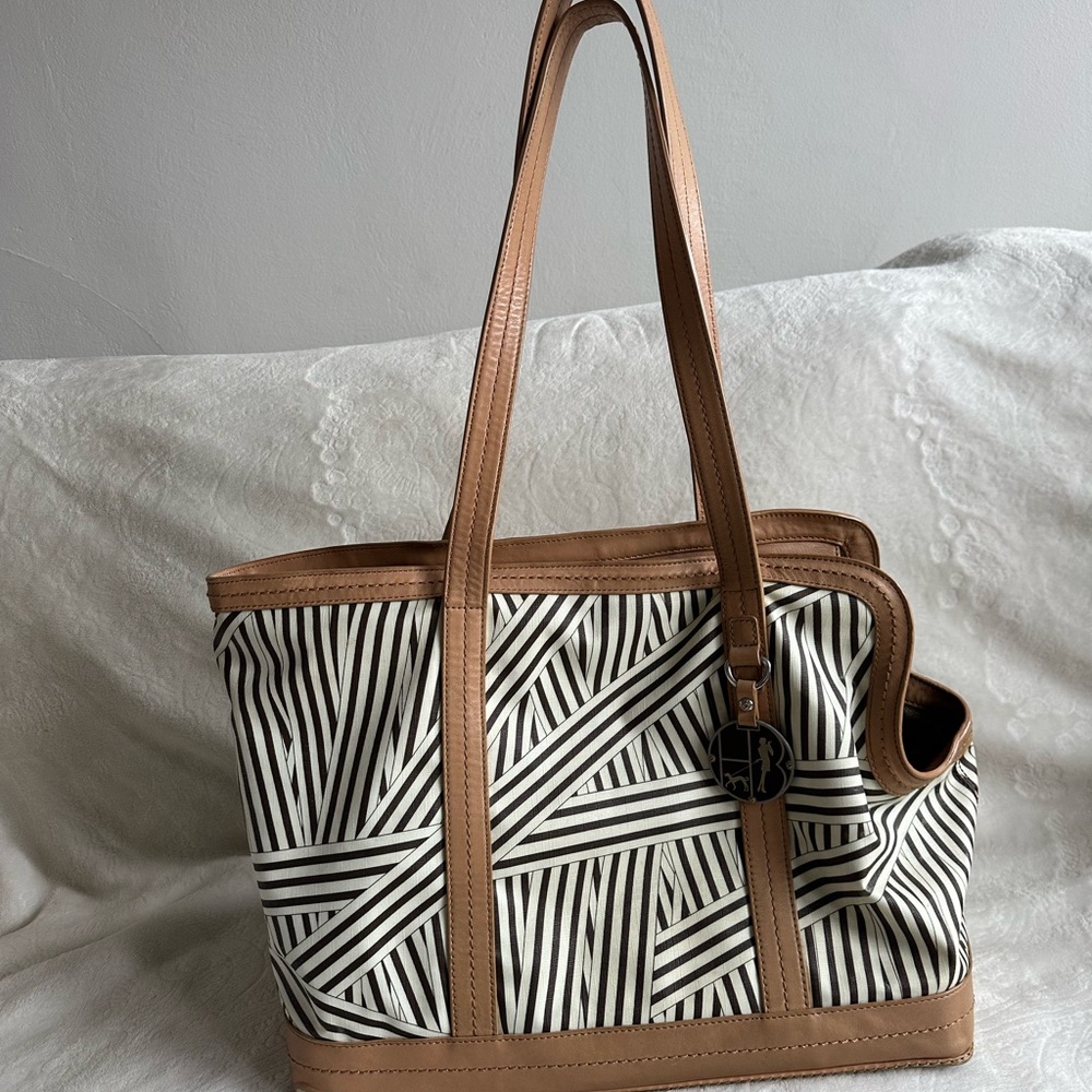 Stylish Tan and Black Tote Bag